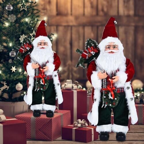 2021 New 45/35cm Christmas Doll Decoration New Year Ornament Santa Claus Standing Dolls Figurine Doll Gifts For Home Mall Decor