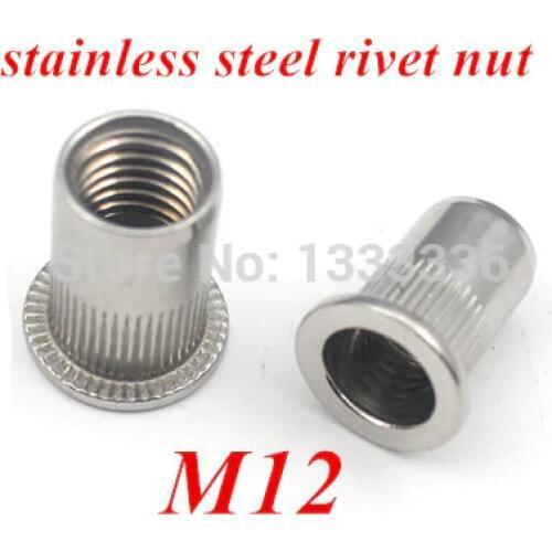 30pcs M12 Flat Thread Rivet Nut Rivnut Insert Nutsert column Nut SUS304 stainless steel