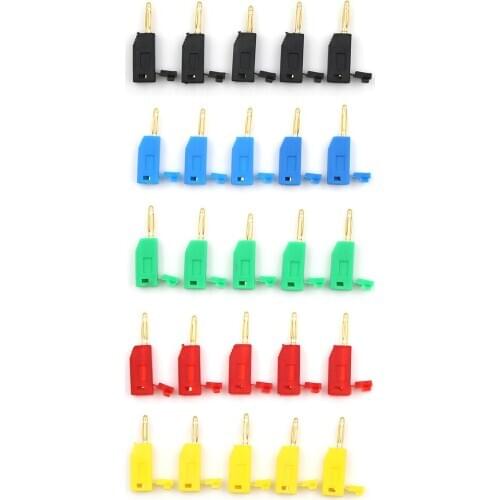 5pcs/lot 2mm Banana Plug stackable Probe Connector Gold Plated Solder Type Stackable Wholesale