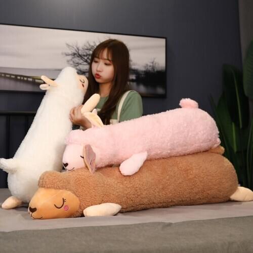 75cm-130cm Kawaii Long Alpaca Plush Toy Vicugna Pacos Japanese Soft Stuffed Sheep Llama Animal Dolls for Kids Girlfriends Gifts