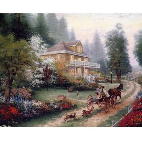 A16152 11CT/14CT/18CT/25CT/28CT oil street patterns Counted Cross Stitch DIY Cross Stitch Kits Embroidery Needlework Sets