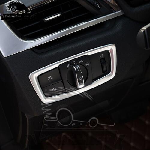 ABS chrome Headlamp Switch Buttons Cover for Housing Interior Fitting Decorative Panel Molding Car Sticker Style for BMW X1