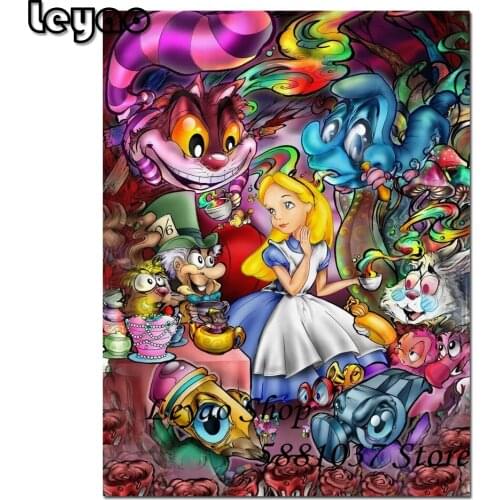 Diamond Painting Diy 5D Wonderland Cartoon Animal Pretty Girl Diamond Embroidery Diamond Mosaic Fairy Picture Of Rhinestones
