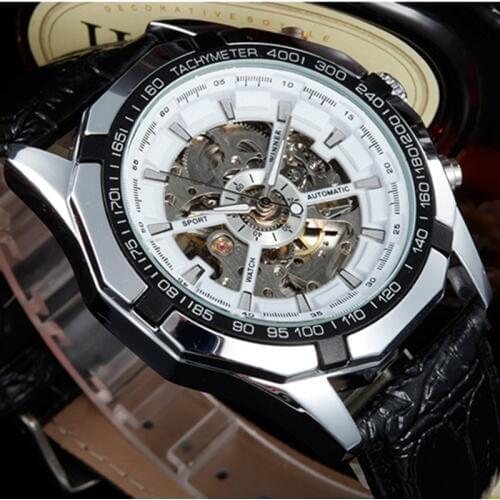 Luxury Brand WINNER Fashion Mens Watch Skeleton Hand-Winding Mechanical Wristwatch skeleton military clock Relogio Masculino