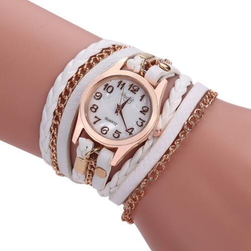 Brand Exquisite Women Watches Fashion Casual Bracelet Hand-Knitted Leather Analog Quartz Strap Wristwatch Female Montre Femme