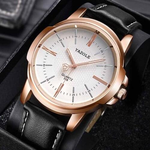 YAZOLE Watches Mens 2021 Top Brand Luxury Leather Watch Men Wrist Quartz Clock Fashion Wristwatch For Men Business Reloj Hombre