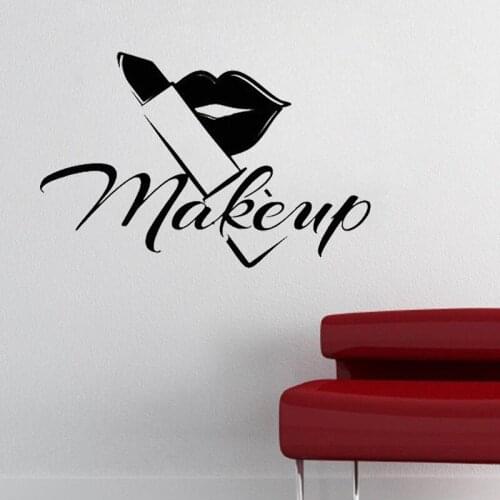 Makeup Lips Lipstick Wall Sticker Beauty Salon Shop Vinyl Wall Decals Art Mural Removable Living Room Bedroom Decoration Poster
