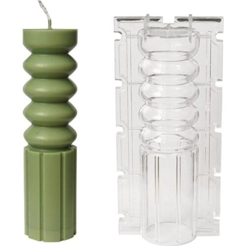 Candle Molds Geometric Stripes Cylindrical Candle Making Molds Acrylic Transparent Aroma Candle Mould DIY Candle Making Supplies