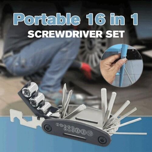 Bike Tools Portable Repairing Set 15 In 1 Bike Repair Tool Kit Wrench Screwdriver Chain Carbon steel bicycle Hand tool parts