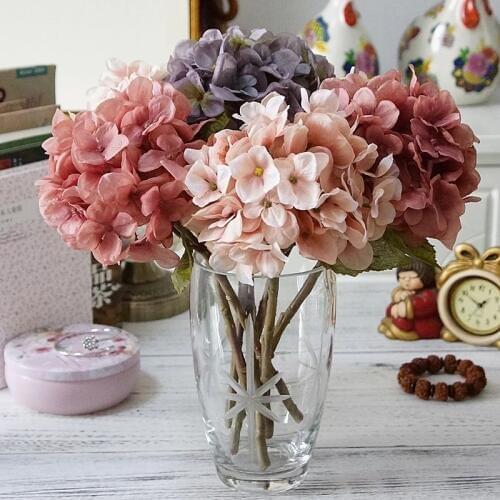 Artificial Silk Hydrangea Flowers Branch Wedding Party Supply Real Touch Floral Christmas Home Garden Decoration Fake Flowers