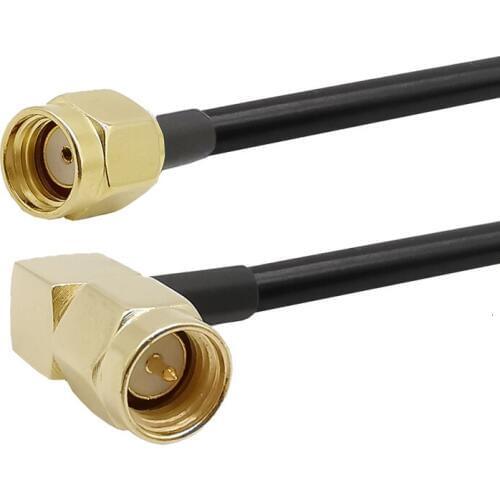 SMA Male Right Angle to RP SMA Male RF Coaxial Coax LMR200 Signal Low Loss Cable Assembly RP-SMA Plug Jack to SMA Plug RF Cable