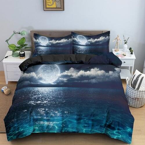 Moon Bedding Set Night View Duvet Cover Set With pillowcase Bedding King Queen Full Double Single Size Luxury Bedding Set