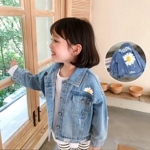 Baby Girl Jackets Casual Floral Print Denim Jacket for Girl Kids Clothing 2020 Fashion Baby Girl Outerwear 2 3 4 5 6 7 Years New