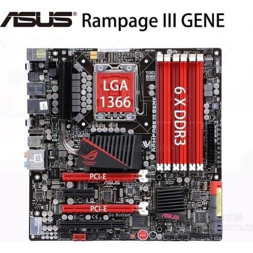 LGA 1366 Asus Rampage III GENE Motherboard Intel X58 DDR3 24GB Core i7 Extreme/Core i7 Desktop X58 Placa-mãe 1366 SATAII Used