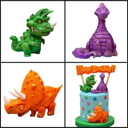 Meibum Jurassic Dinosaur Silicone Fondant Cake Mold Kids Birthday Party Pastes Sugar Craft Pastry Decorating Mould Baking Tools