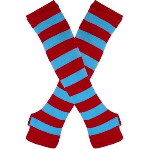 Women Long Fingerless Gloves female Fashion Striped Elbow Gloves Elastic stretch Warmer Knit Mittens Christmas Accessories Gift