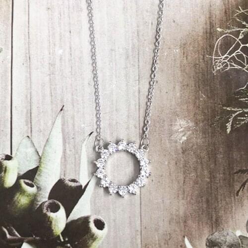 Ms S925 pure silver rose golden yellow golden orb zircon necklace pendant silver zircon necklace