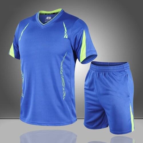 2021 New Tracksuit Mens Sportswear Summer 2 Piece Set Men Quick Dry Breathable T Shirt + Shorts Set Workout Jogging Suits 5XL