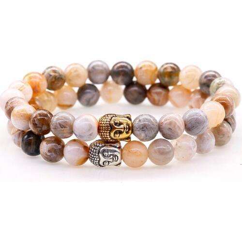 Natural Coffe Stone Energy Stone Quartz Jewelry Beads Buddha Bracelets for Mens Charm Crystal Bracelet Women Party Gift