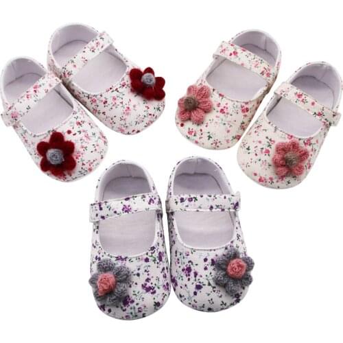 First Walkers Shoes For Newborn Baby Girls Flowers Printing Applique Prewalker Soft Sole Single Shoes Zapatos для новорожденных
