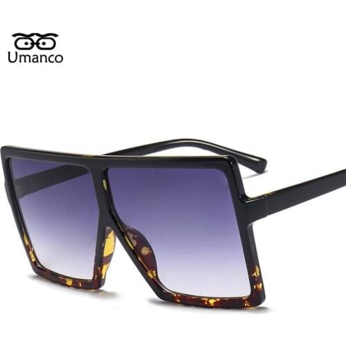 Umanco Fashion Big Square Frame Oversized Sunglasses Women Men Personality Plastic Shades Mirror Eyewear Night Vision Goggles
