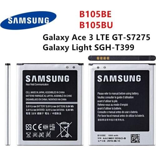 SAMSUNG Orginal B105BE B105BU Battery 1800mAh For Samsung Galaxy Ace 3 LTE GT-S7275 S7275B S7275T S7275R Galaxy Light T399