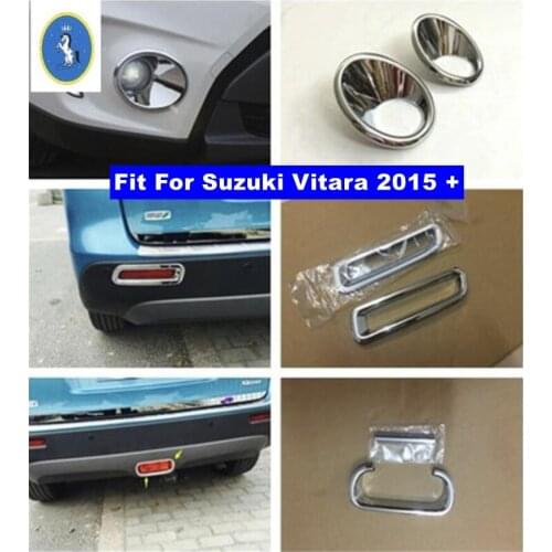 Yimaautotrims Chrome Front Head + Rear Fog Lights Lamp Molding Garnish Cover Trim Fit For Suzuki Vitara Escudo 2015 - 2018 ABS