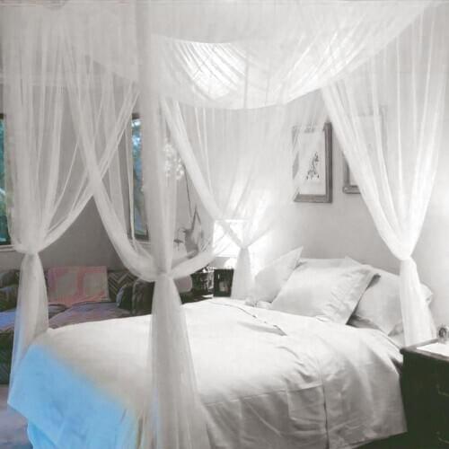 2020 Band Bedding Canopy Mosquito Net Post Bed Curtain Dustproof Queen King Decoration Home Netting 4 Corner Polyester Netting