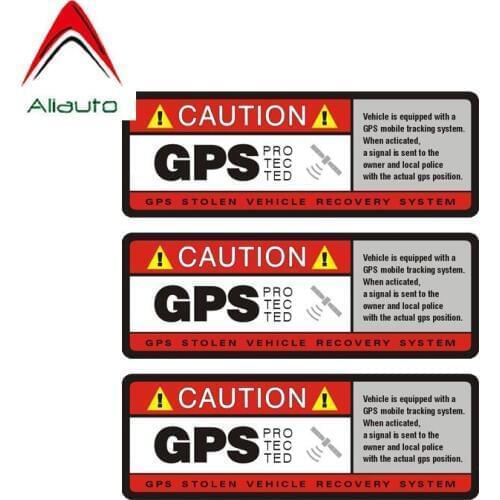 Aliauto 3 X Warning Car Sticker Caution GPS Protected Decal Accessories PVC for Toyota Opel Seat Nissan Suzuki Peugeot,10cm*4cm