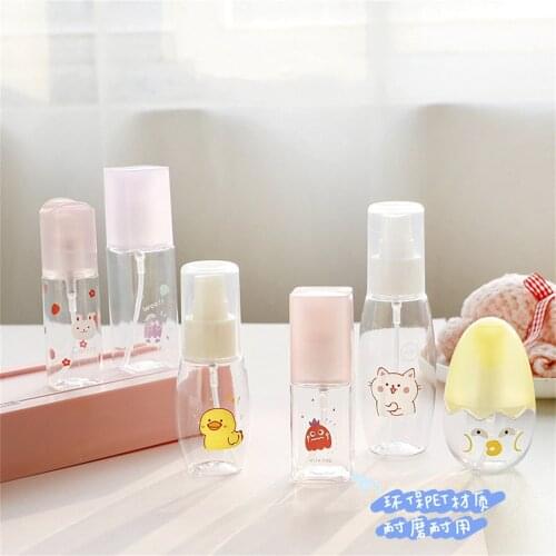 35/45/50/55/85ml Cartoon Printed Transparent Empty Spray Bottles Pet Mini Empty Cosmetic Containers Refillable Bottle