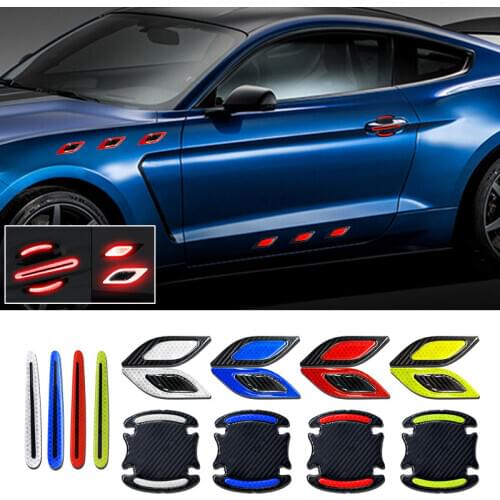 Car Reflective Sticker Rear Mirror Reflector Door Handle Bowl Bumper Strip Decoration Safety Warning Tape Car Sticker Universal