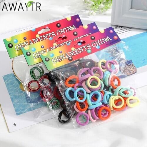 100pcs Wholesale Girls 1.5cm Colorful Small Ring Elastic Hair Band Ponytail Holder Rubber Bands Scrunchies Kids Hair Accessories