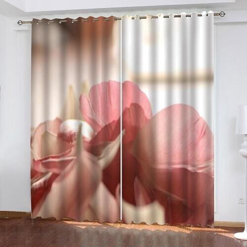 Print Pink rose petals Customized 3D Blackout Curtains Living Room Bedroom Hotel Window