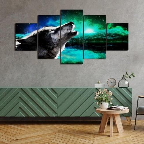 Modern Canvas Painting Wolf Posters and Prints Wall Art Picture for Living Room Home Decor with Frame