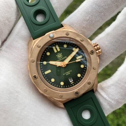 STEELDIVE 1960S Germany CUSN8 Bronze Automatic Watch NH35 Bronze Mechanical Watch Men Sapphire Dive Watches Men 500m C3 Luminou