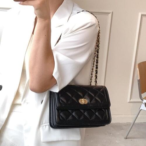 Bag female summer 2021new trendy fashion western style ladies one-shoulder diagonal small square bag rhombus chain messenger bag