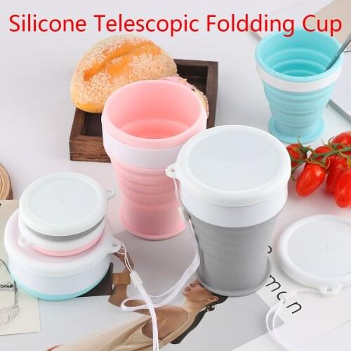 100-350ml Silicone Telescopic Folding Cup with Buckle Collapsible Outdoor Travel Camping Portable Tea Coffee Cups Drinking Mug