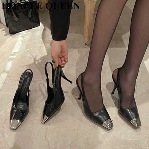 Women Sandals Fashion Hollow Elegant High Heels Square Toe Mule Shoes Slip On Shallow Comfort Commute Casual Ladies Shoes Pumps