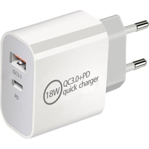 100 pcs PD 18W Type-C Charger Compatible with QC3.0 Fast Charging USB Mobile Phone Charger usb charger for iphone samsung