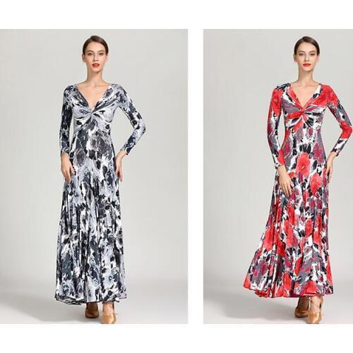 Modern Dance Dresses For Ladies Green Red Yellow Short Sleeve Skirts Cheap Adult Women Ballroom Chacha Dancing leopard S9045