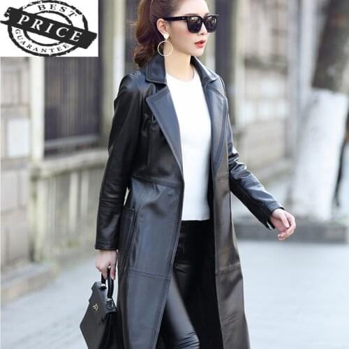 Jackets Genuine Leather Women Long Trench Coat Natural Sheepskin Coat Female Korean Spring Autumn Clothes 2021 LWL15aa