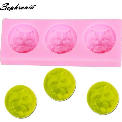 10PCS/SET F1209 3 Head Persian Cat Silicone Molds Fondant Cake Decorating Tools Chocolate Candy Moulds Kitchen Bakeware