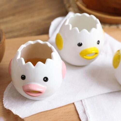 2pcs Ceramic Chicken White Egg Separator Creative Egg Separator Egg Yolk Protein Separator Filter Cooking Tools Egg Tools Gadget