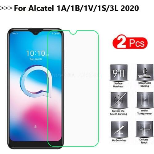 2PC Glass Film For Alcatel 1S 1V 3L 2020 Screen Protector 9D Protective Tempered Glass for Alcatel 1A 1B 2020 Case Glass Cover