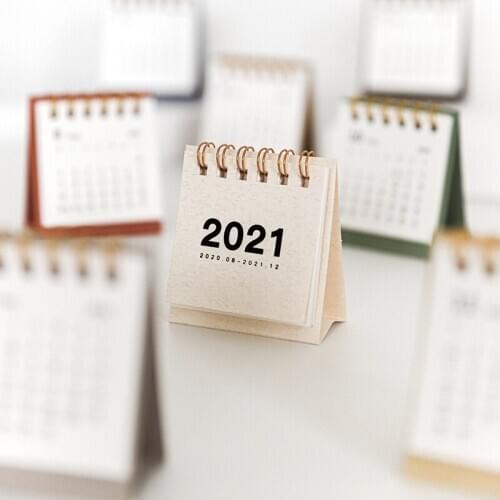 2021 Simple Solid Color Mini Desktop Paper Simple Calendar Dual Daily Scheduler Table Planner Yearly Agenda Organizer