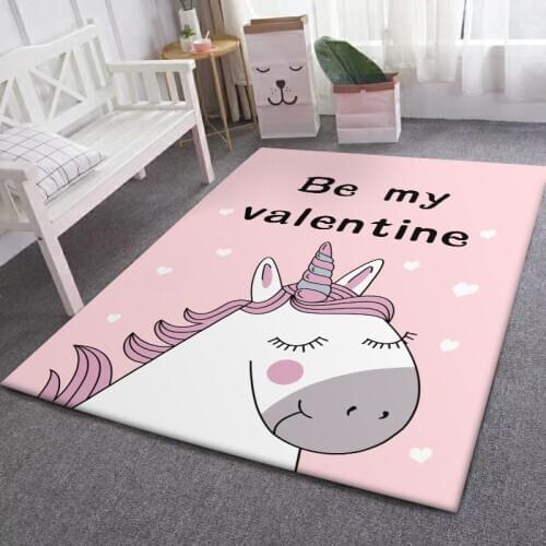 Unicorn 3D Printing Carpets Cartoon Kids Room play Area Rugs Child bedroom game Carpet Home Non-slip Mat Factory Supply alfombra