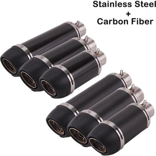 51mm Motorcycle Black Carbon Fiber Exhaust Tips Muffler Tube Escapamento Moto ATV Dirt Pit Bike with Silencer DB Killer