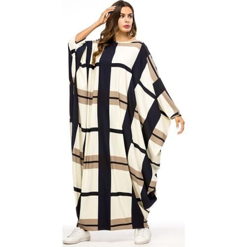 Abraya Dubai Muslim Turkey Dress Kaftan Caftan Marocain Islamic Clothing For Women Fashion Loose Plaid Dresses Party Vestidos