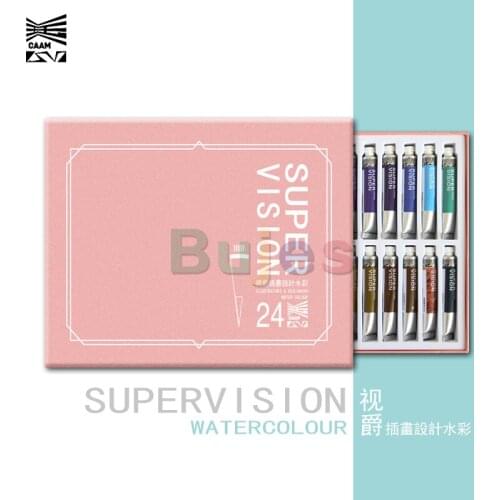 Supervision Illustration Design Watercolor Pigment 24 Colors,Pink Carton Packaging,Natural Material, Good Dry and Wet Effect