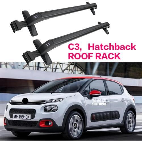 Car Luggage Rack Crossbar Roof Rack FOR citroen C3 hatchback 2017+ 5 DOOR MVP LOAD 150KG BAR LED Matching roof modification